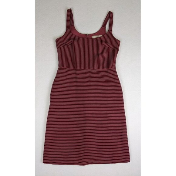 Ann Taylor LOFT Women's Dress Size 0 Pink Striped Stretch Knit Sheath - Picture 1 of 13
